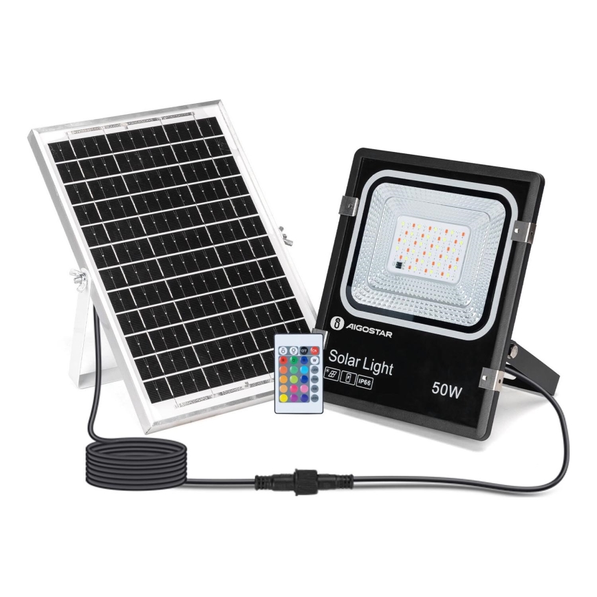 Aigostar - LED RGB Zatemnitveni solarni reflektor LED/50W/3,2V IP66 4000 mAh + Daljinski upravljalnik