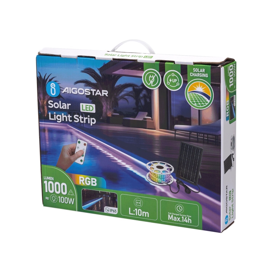Aigostar - LED RGB Zatemnitveni solarni trak LED/10W/3,2V 10 m IP65 + Daljinski upravljalnik