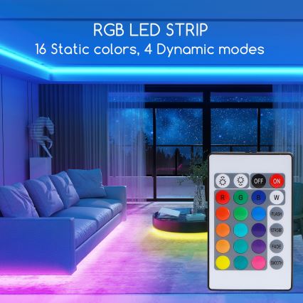 Aigostar - LED RGB Zatemnitveni trak 3m LED/24W/12/230V IP65 + Daljinski upravljalnik