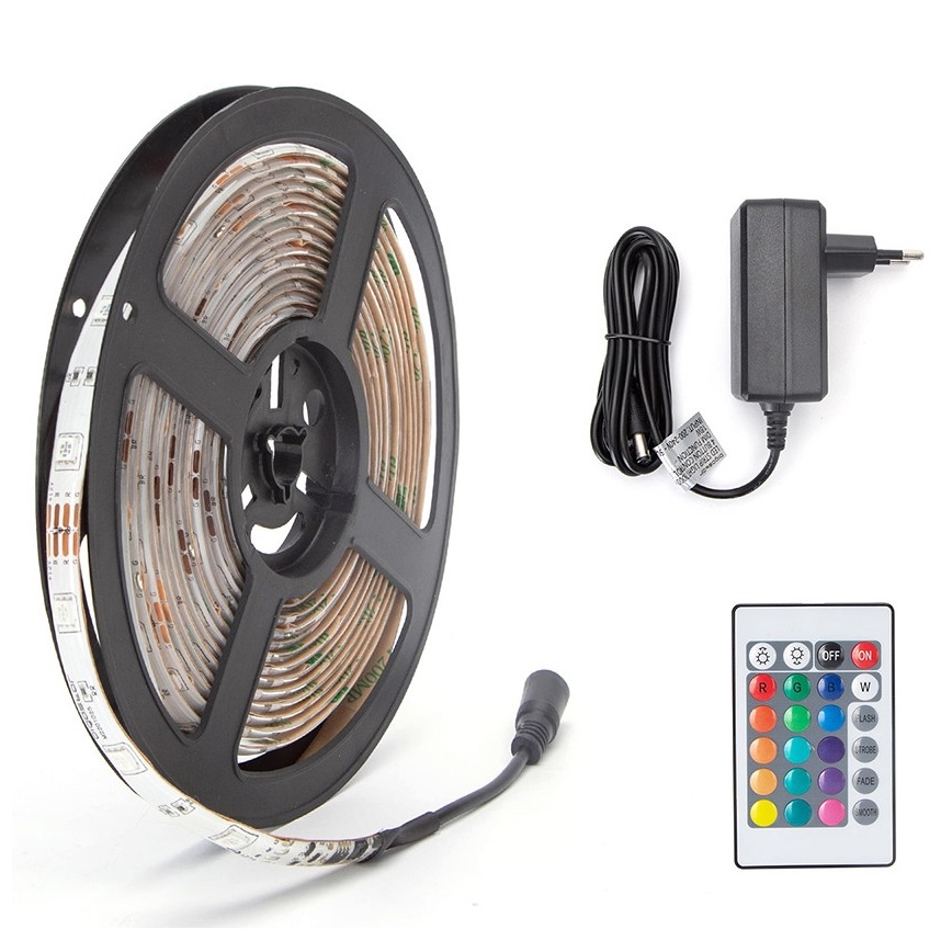 Aigostar - LED RGB Zatemnitveni trak 5m LED/24W/12/230V IP65 + Daljinski upravljalnik