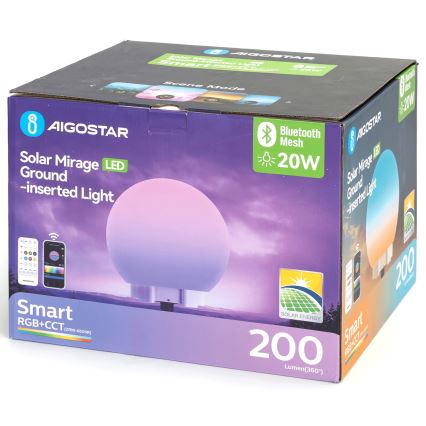 Aigostar - LED RGBW z možnostjo zatemnitve, zunanja svetilka MESH LED/20W/3,7V 4000mAh 2700-6500K IP65, premer 15 cm + z daljinskim upravljalnikom