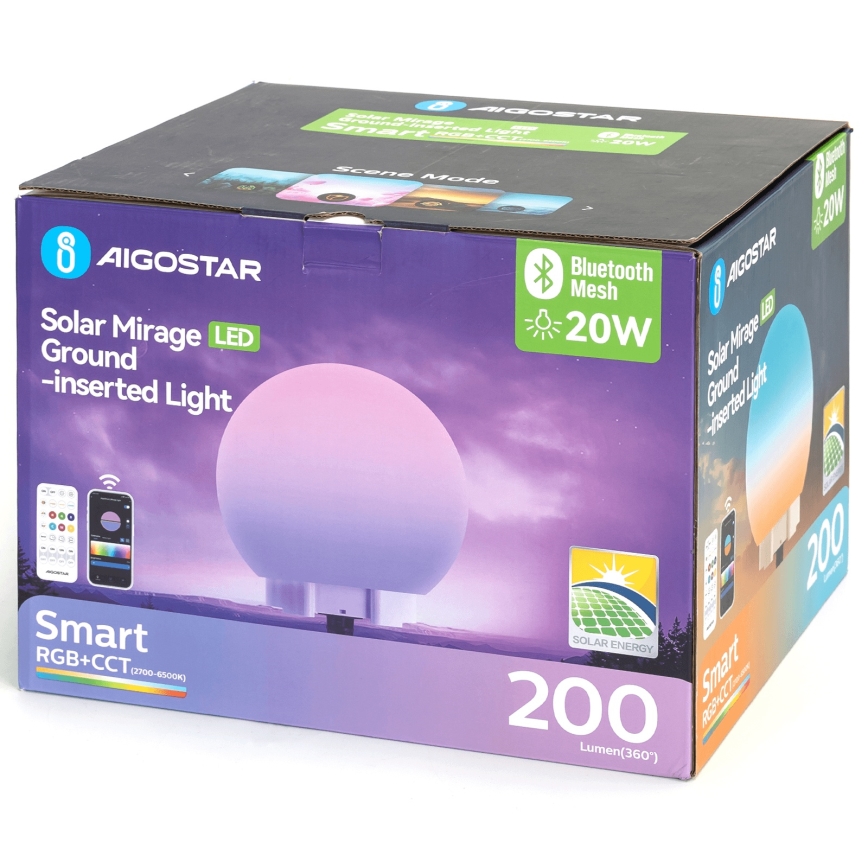 Aigostar - LED RGBW z možnostjo zatemnitve, zunanja svetilka MESH LED/20W/3,7V 4000mAh 2700-6500K IP65, premer 15 cm + z daljinskim upravljalnikom