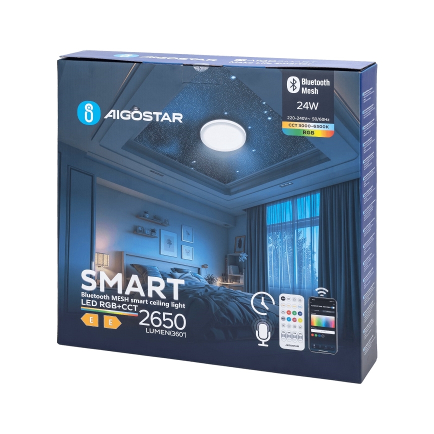Aigostar - LED RGBW Kopalniška stropna svetilka MESH LED/24W/230V 3000-6500K IP44 + Daljinski upravljalnik