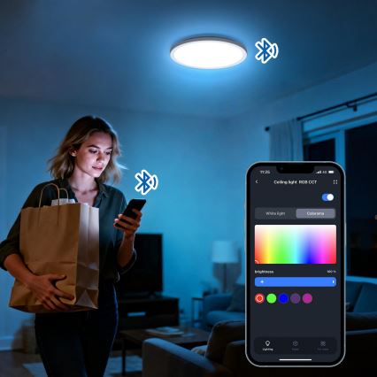 Aigostar - LED RGBW zatemnljivo stropno svetilo MESH LED/24W/230V 3000-6500K črna + daljinski upravljalnik