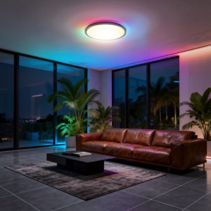 Aigostar - LED RGBW zatemnljivo stropno svetilo MESH LED/24W/230V 3000-6500K črna + daljinski upravljalnik