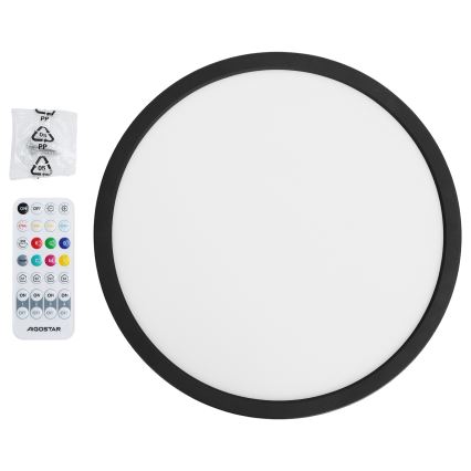Aigostar - LED RGBW zatemnljivo stropno svetilo MESH LED/24W/230V 3000-6500K črna + daljinski upravljalnik