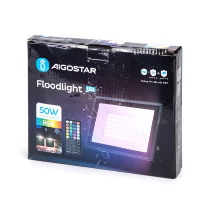 Aigostar - RGBW zatemljiv LED reflektor 50 W, 230 V, IP65 + daljinski upravljalnik