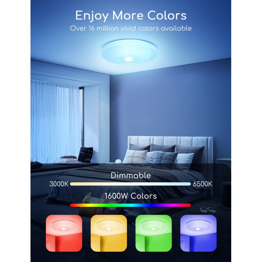Aigostar - LED RGBW Zatemnitvena stropna svetilka 18W/230V pr. 34 cm Wi-Fi