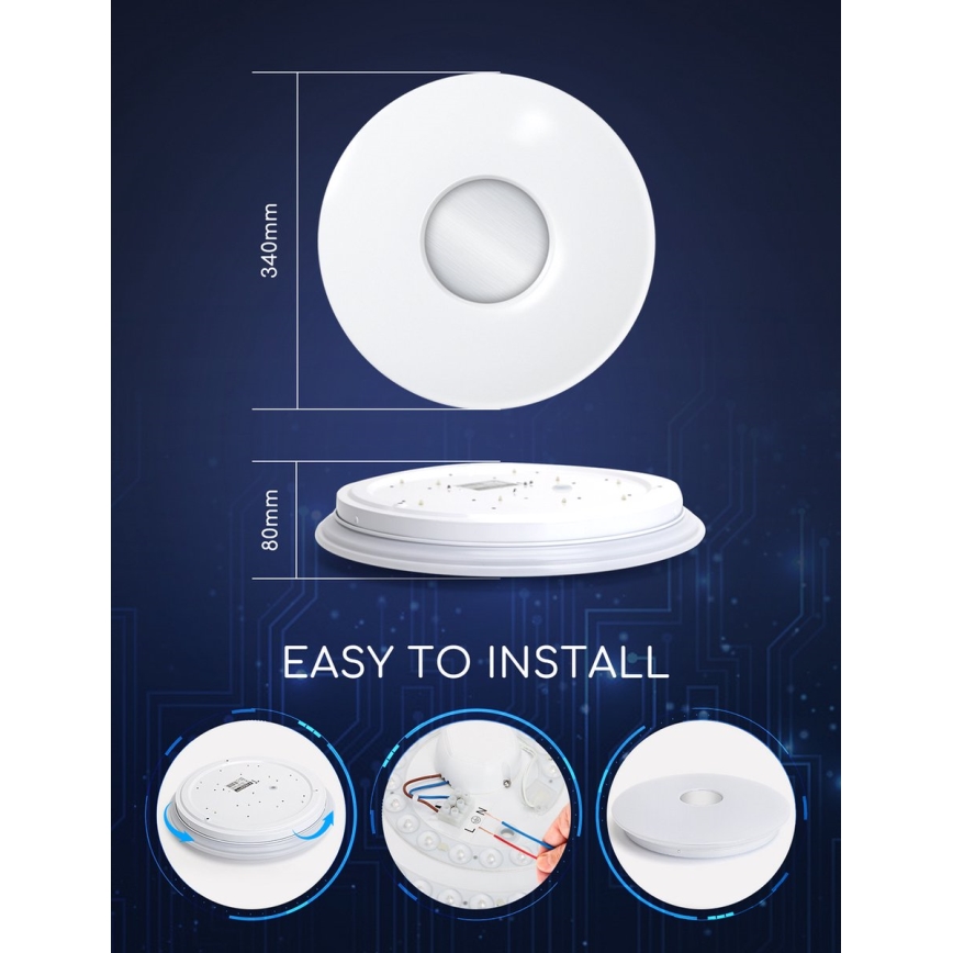 Aigostar - LED RGBW Zatemnitvena stropna svetilka 18W/230V pr. 34 cm Wi-Fi