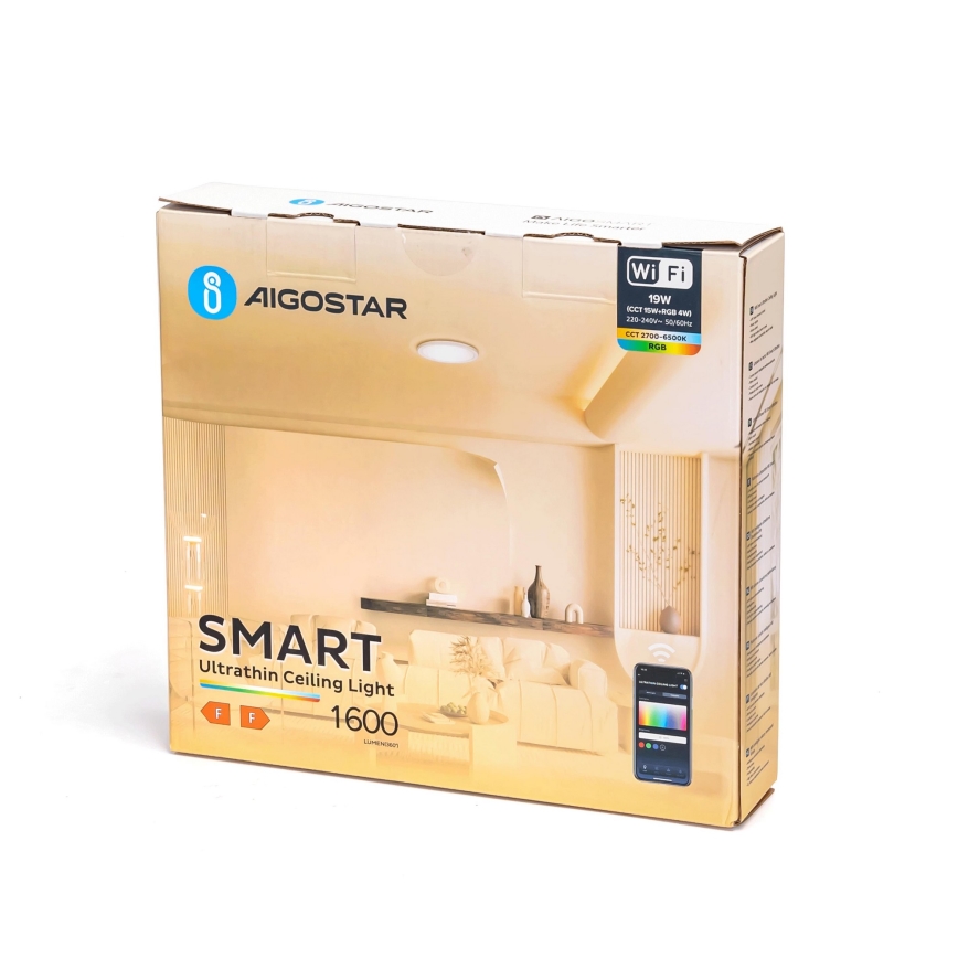 Aigostar - LED RGBW Zatemnitvena stropna svetilka LED/19W/230V 2700-6500K Wi-Fi