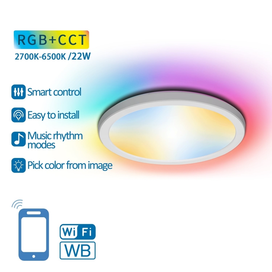 Aigostar - LED RGBW Zatemnitvena stropna svetilka LED/22W/230V 2700-6500K Wi-Fi