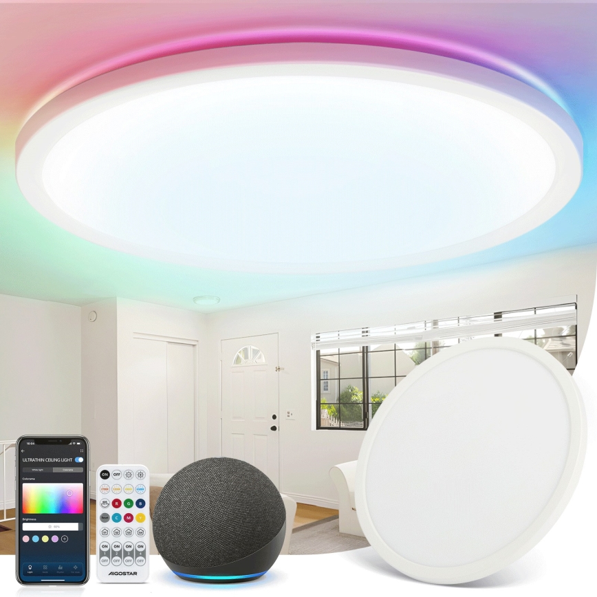 Aigostar - LED RGBW Zatemnitvena stropna svetilka MESH LED/24W/230V 3000-6500K bela + Daljinski upravljalnik