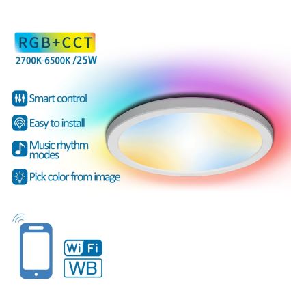 Aigostar - LED RGBW Zatemnitvena stropna svetilka LED/25W/230V 2700-6500K Wi-Fi