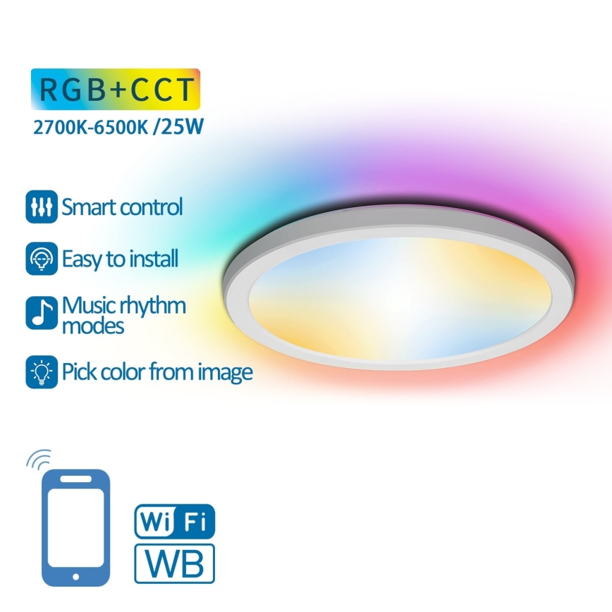 Aigostar - LED RGBW Zatemnitvena stropna svetilka LED/25W/230V 2700-6500K Wi-Fi