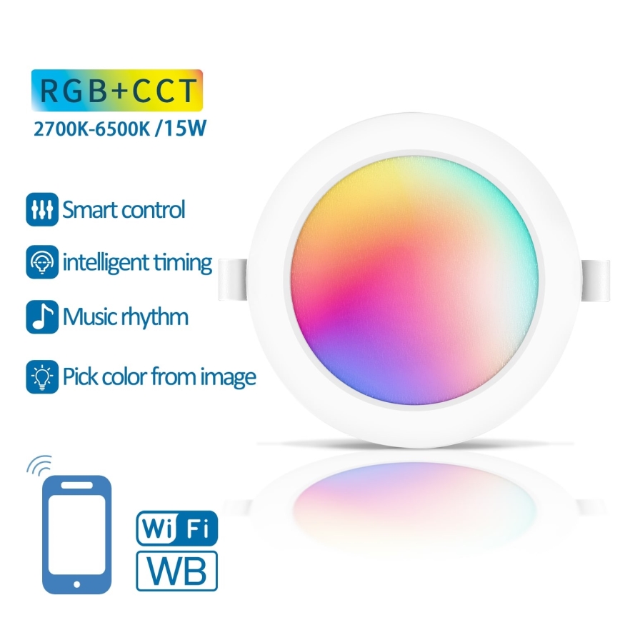 Aigostar - LED RGBW Zatemnitvena vgradna svetilka LED/15W/230V 2700-6500K pr. 17,5 cm Wi-Fi
