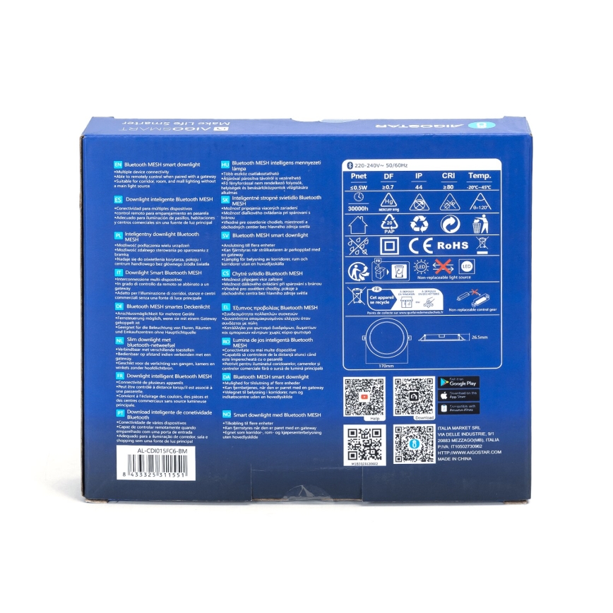 Aigostar - LED RGBW Zatemnitvena vgradna svetilka MESH LED/15W/230V 2700-6500K pr. 17 cm