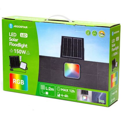 Aigostar - LED RGBW Zatemnitveni solarni reflektor LED/150W/3,4V IP66 12000 mAh + Daljinski upravljalnik