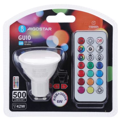 Aigostar - LED RGBW zatemnjiva žarnica GU10/6W/230V 3000K + daljinski upravljalnik