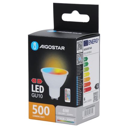 Aigostar - LED RGBW zatemnljiva žarnica GU10/6W/230V 3000K + daljinski upravljalnik
