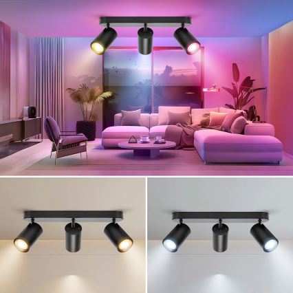 Aigostar - LED RGBW zatemnjiva točkovna svetilka MESH 3xLED/4,9W/230V 2700-6500K bela + daljinski upravljalnik