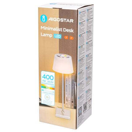 Aigostar - LED RGBW Zunanja zatemnitvena polnilna namizna svetilka LED/4W/5V 3600mAh bela/mat krom IP54