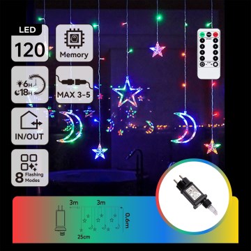 Aigostar - LED RGBY Zunanji božični niz 120xLED/8 funkcij 3x0,6m IP44 večbarven + z daljinskim upravljalnikom