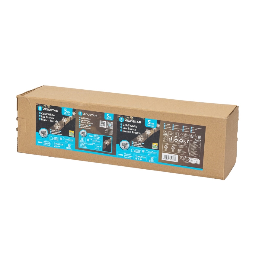 Aigostar - LED Solarna Božič svetel LED/0,054W/1,2V 1m 800 mAh IP65 hladno bela