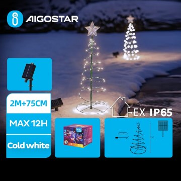 Aigostar - LED Solarna božična dekoracija LED/0,26W/3,7V 75cm IP65 hladno bela