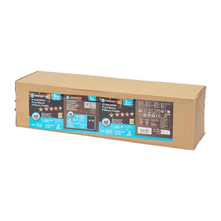 Aigostar - LED Solarna božična svetilka LED/0,054W/1,2V 1m IP65 800 mAh hladno bela