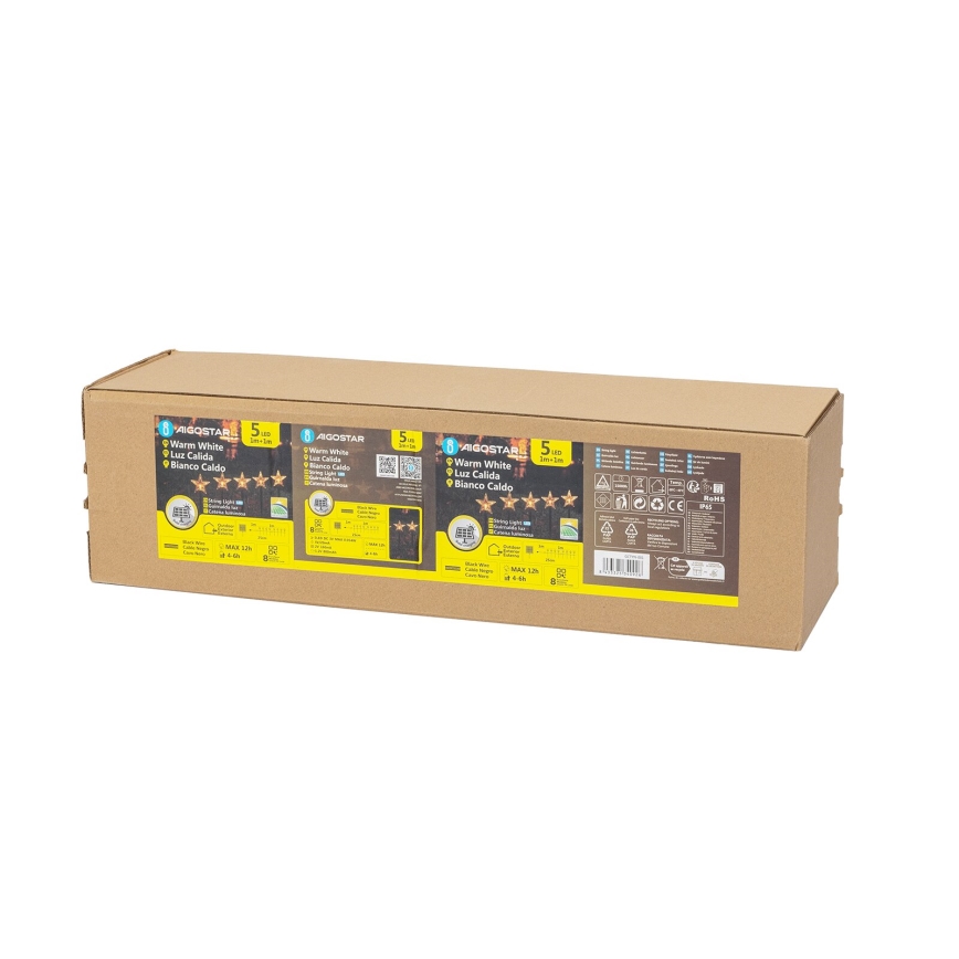 Aigostar - LED Solarna božična svetilka LED/0,054W/1,2V 1m IP65 800 mAh topla bela