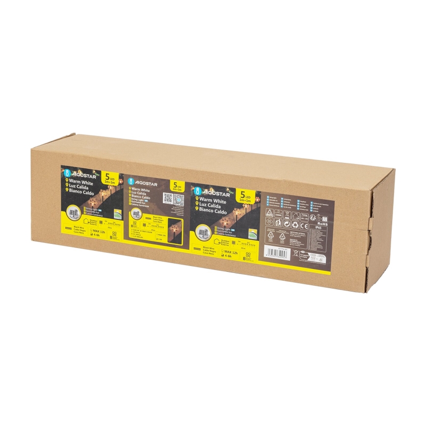 Aigostar - LED Solarna božična svetilka LED/0,054W/1,2V 1m IP65 topla bela
