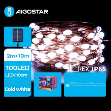 Aigostar - LED Solarna božična veriga 100xLED/8 funkcij 12m IP65 hladno bela