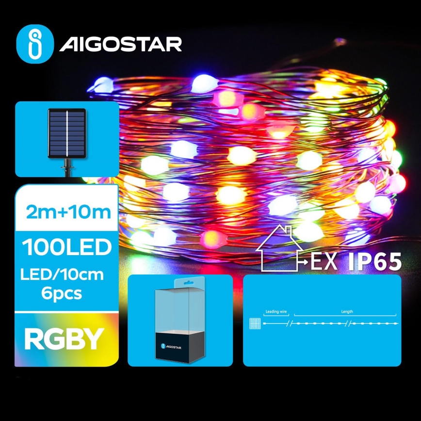 Aigostar - LED Solarna božična veriga 100xLED/8 funkcij 12m IP65 multicolor 800 mAh