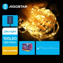 Aigostar - LED Solarna božična veriga 100xLED/8 funkcij 12m IP65 topla bela