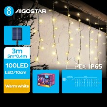Aigostar - LED Solarna božična veriga 100xLED/8 funkcij 8x0,4m IP65 topla bela