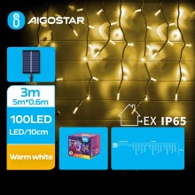 Aigostar - LED Solarna božična veriga 100xLED/8 funkcij 8x0,6m IP65 topla bela