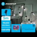 Aigostar - LED Solarna božična veriga 10xLED/8 funkcij 6,5m 500 mAh IP65 hladno bela