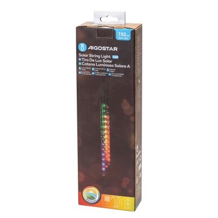 Aigostar - LED Solarna božična veriga 192xLED/8m IP65 multicolor