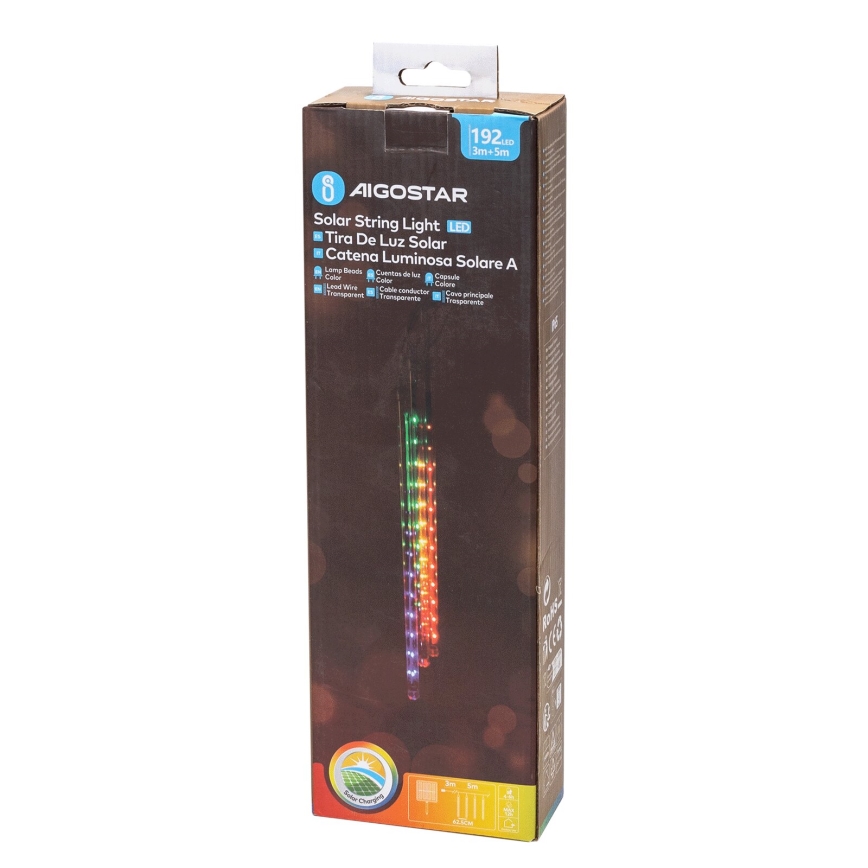Aigostar - LED Solarna božična veriga 192xLED/8m IP65 multicolor