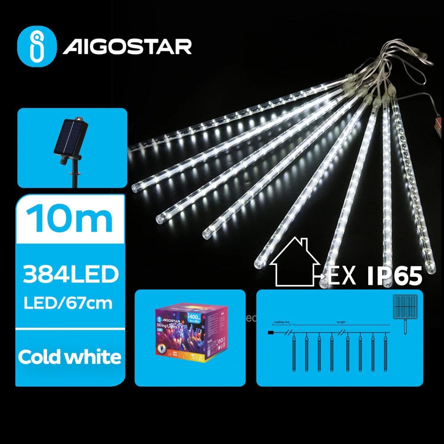 Aigostar - LED Solarna božična veriga 384xLED/13m IP65 1200 mAh hladno bela