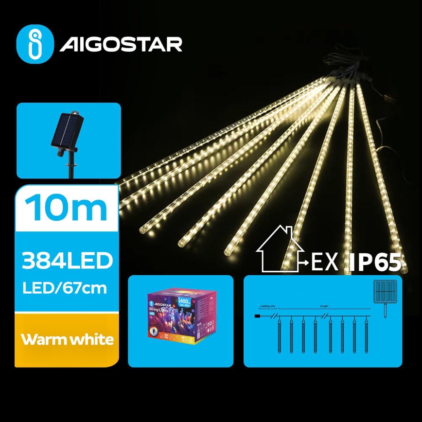 Aigostar - LED Solarna božična veriga 384xLED/13m IP65 topla bela