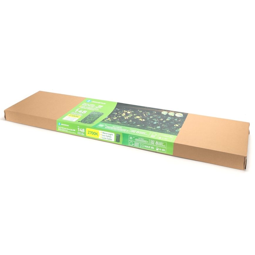 Aigostar - LED solarna dekoracija 148xLED/2x1,2m IP65 300 mAh topla bela evkaliptus