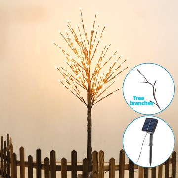 Aigostar - LED Solarna dekoracija 64xLED/3,2m IP65 topla bela drevo