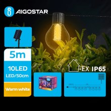 Aigostar - LED Solarna dekorativna veriga 10xLED/8 funkcij 5,5m IP65 topla bela
