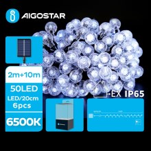 Aigostar - LED Solarna dekorativna veriga 50xLED/8 funkcij 12m IP65 hladno bela