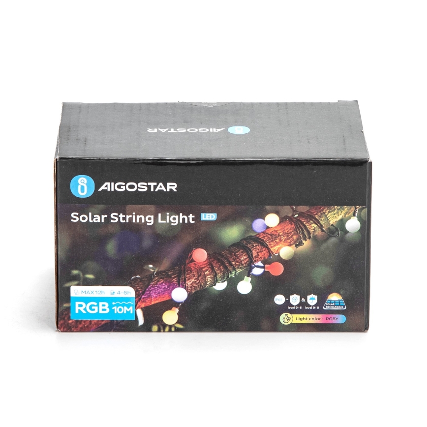 Aigostar - LED Solarna dekorativna veriga 50xLED/8 funkcij 12m IP65 800 mAh multicolor
