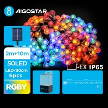 Aigostar - LED Solarna dekorativna veriga 50xLED/8 funkcij 12m IP65 multicolor
