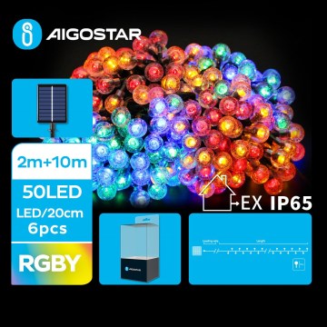Aigostar - LED Solarna dekorativna veriga 50xLED/8 funkcij 12m IP65 multicolor