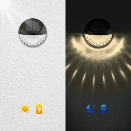 Aigostar - LED Solarna stenska svetilka LED/2W/1,2V črna 300 mAh 2700K IP44
