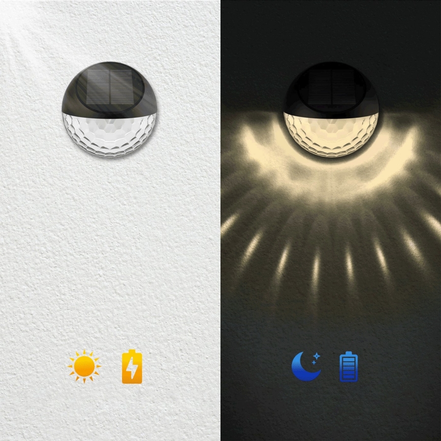 Aigostar - LED Solarna stenska svetilka LED/2W/1,2V črna 300 mAh 2700K IP44